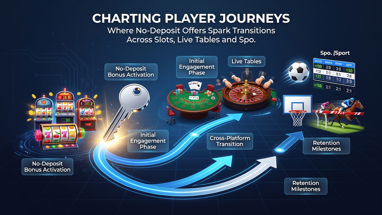 Diagramm der Übergänge von Slots über Live-Tische zu Sportwetten in App-Ökosystemen basierend auf No-Deposit-Aktivierungen