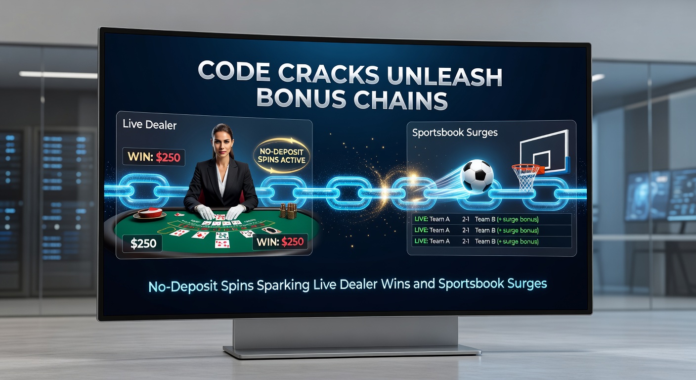 Live-Dealer-Tisch mit Roulette-Rad, umgeben von Mobile-Sportsbook-Apps und explodierenden Bonus-Ketten-Grafiken