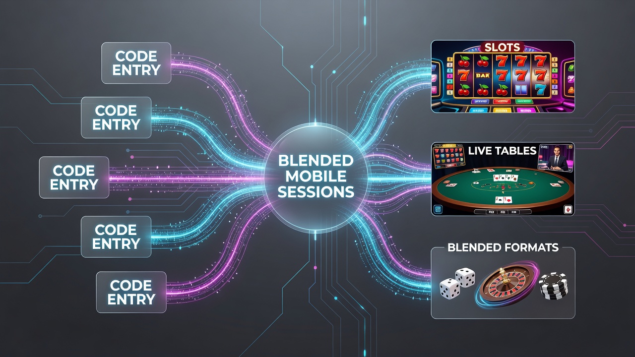 Grafik zu Belohnungssequenzen über Slots, Live-Tische und Sportprognosen auf mobilen Geräten